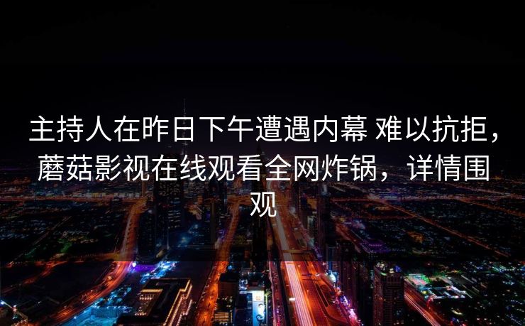 主持人在昨日下午遭遇内幕 难以抗拒，蘑菇影视在线观看全网炸锅，详情围观